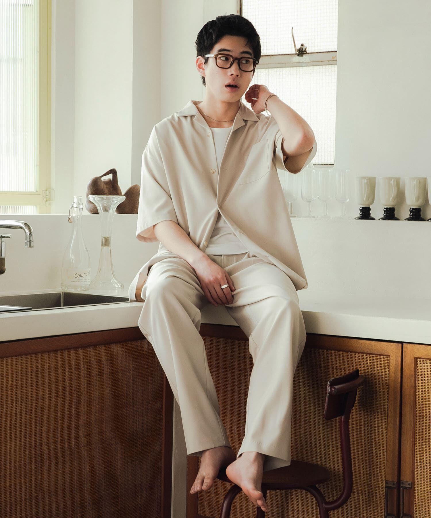 SENSE OF PLACE by URBAN RESEARCH「『速乾』ドライタッチオープンカラールーズショートスリーブシャツ」|シャツ・ブラウス|