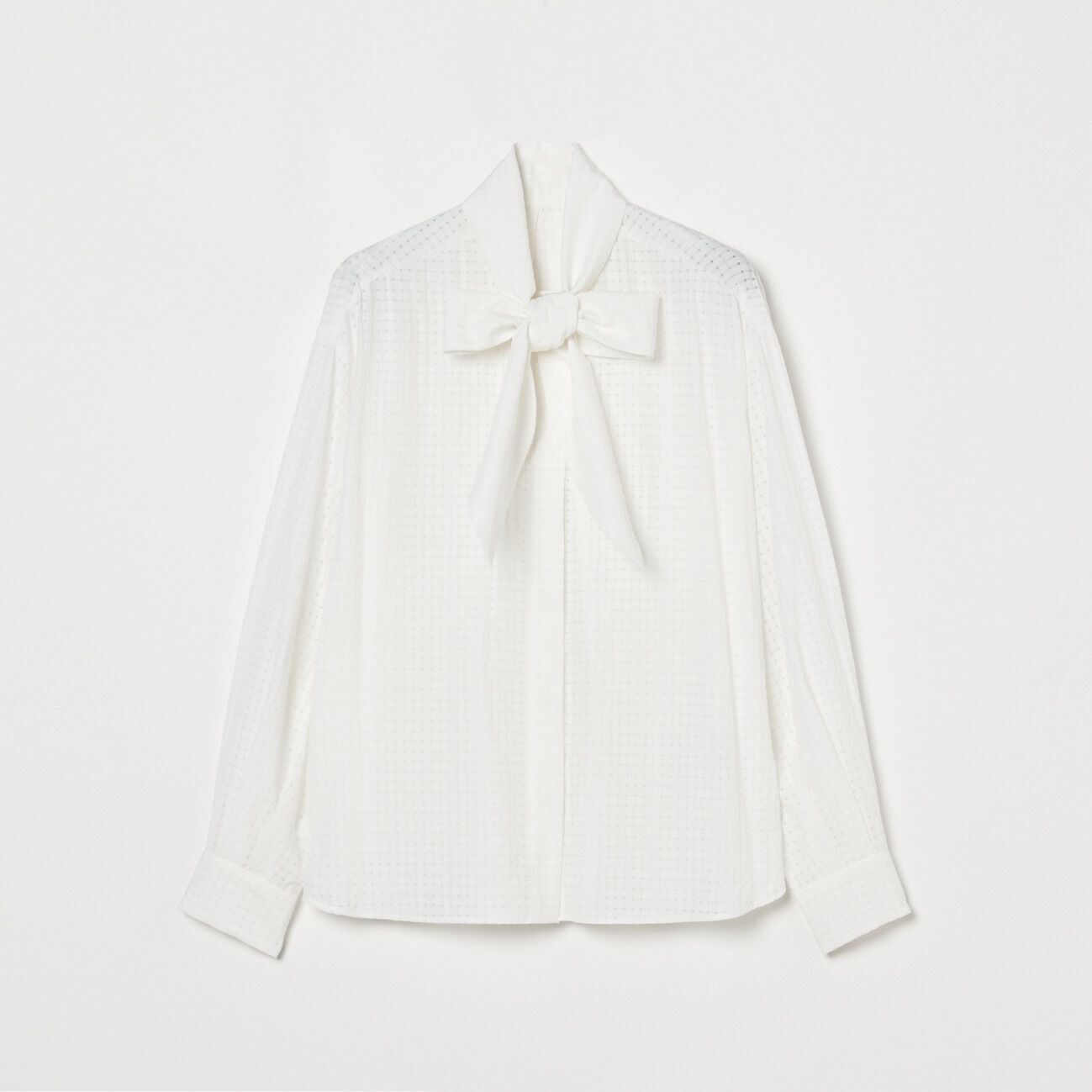 HELIOPOLE「HELIOPOLE SHEER CHECK BOWTIE BLOUSE」|シャツ・ブラウス|ホワイト