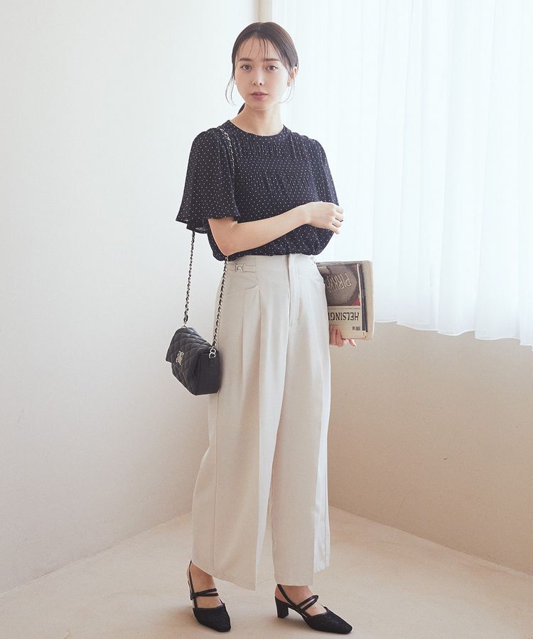 earth music&ecology「マジョリカプリーツ半袖ブラウス」|シャツ・ブラウス|