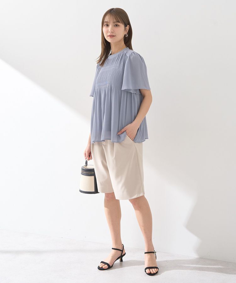 earth music&ecology「マジョリカプリーツ半袖ブラウス」|シャツ・ブラウス|