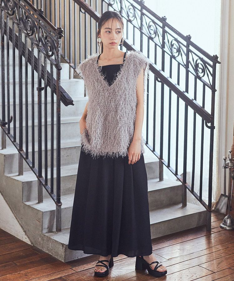 earth music&ecology「ふさふさベスト」|ベスト・ジレ|