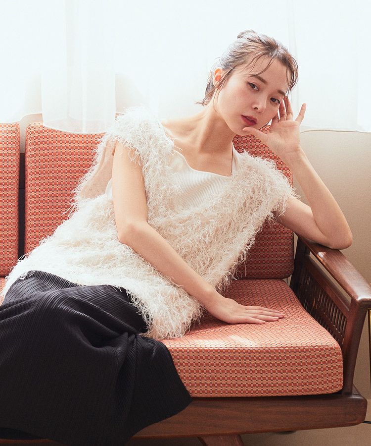 earth music&ecology「ふさふさベスト」|ベスト・ジレ|