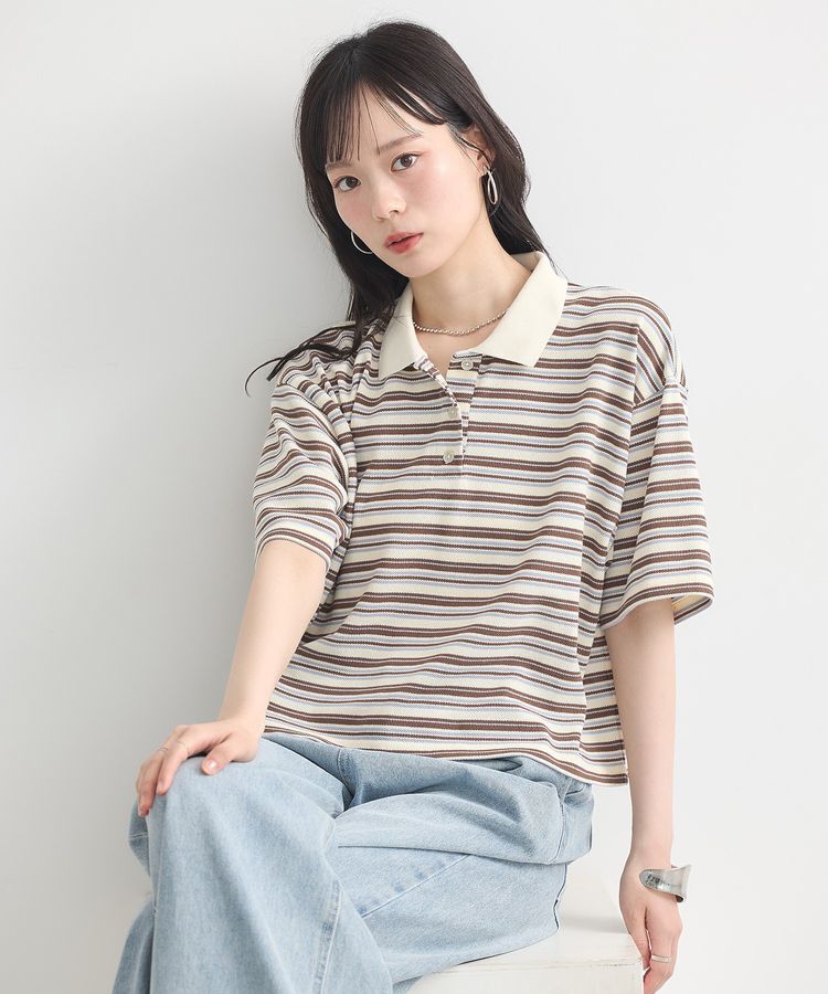 earth music&ecology「レトロボーダーポロシャツ」|Tシャツ・カットソー|