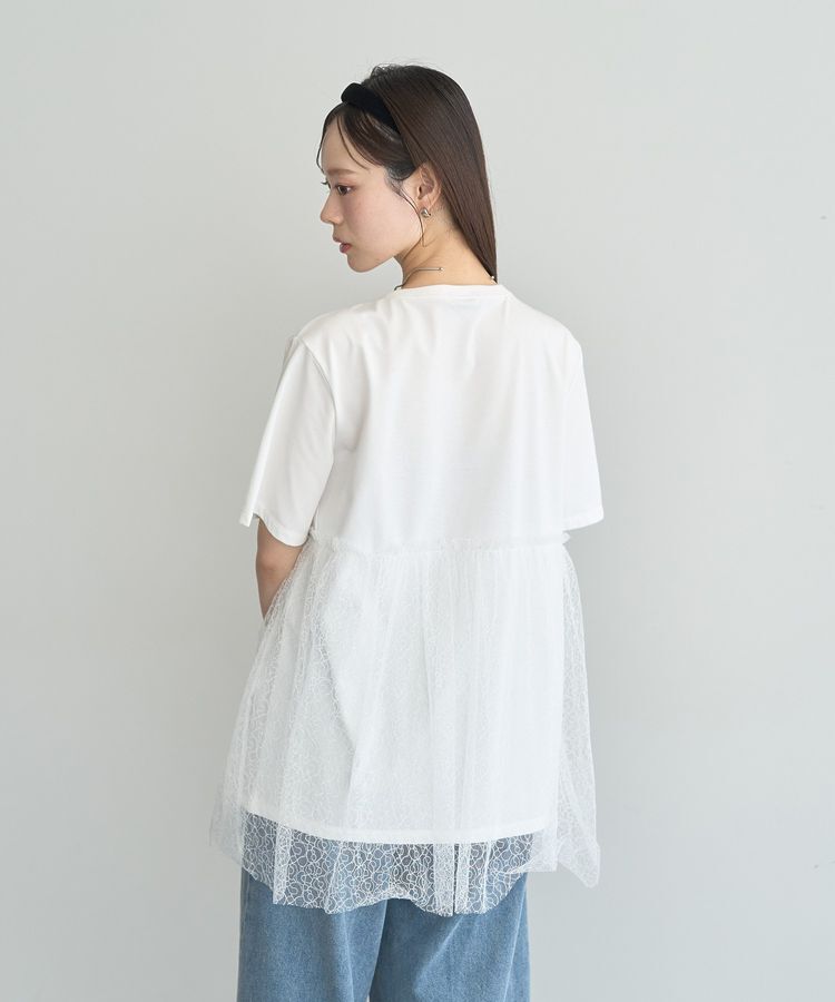 earth music&ecology「ニュアンス柄レースドッキングプルオーバー」|Tシャツ・カットソー|