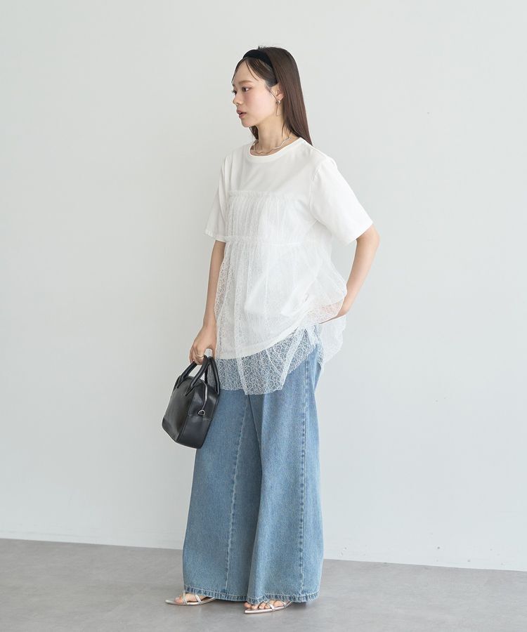 earth music&ecology「ニュアンス柄レースドッキングプルオーバー」|Tシャツ・カットソー|