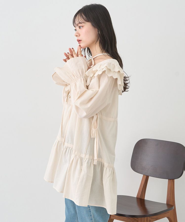 earth music&ecology「サイドリボンラッフルミニワンピース」|ワンピース|