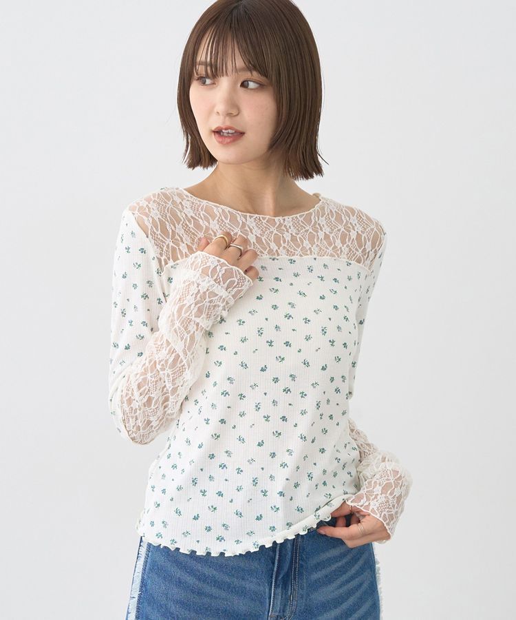 earth music&ecology「レース&times;アイレットプルオーバー」|Tシャツ・カットソー|