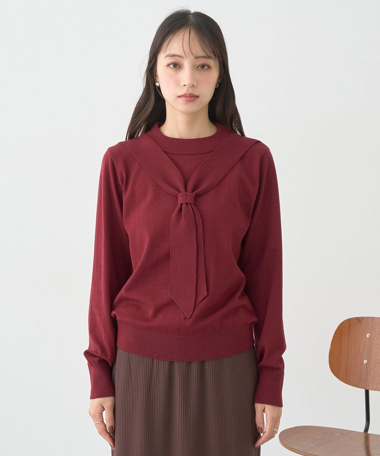 earth music&ecology「ボウタイニットプルオーバー」|ニット・セーター|