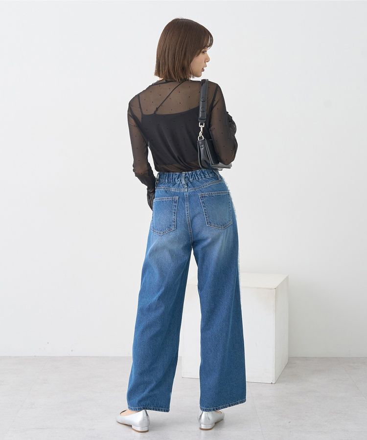 earth music&ecology「ワイドフリンジデニムパンツ」|デニム|