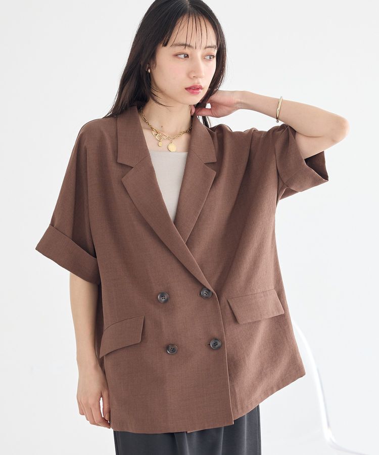 earth music&ecology「【セットアップ対応】リネンライクダブルジャケット」|テーラードジャケット|