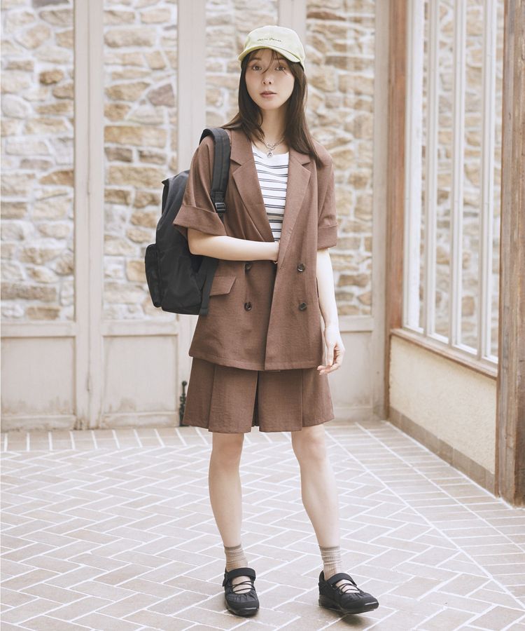 earth music&ecology「【セットアップ対応】リネンライクダブルジャケット」|テーラードジャケット|