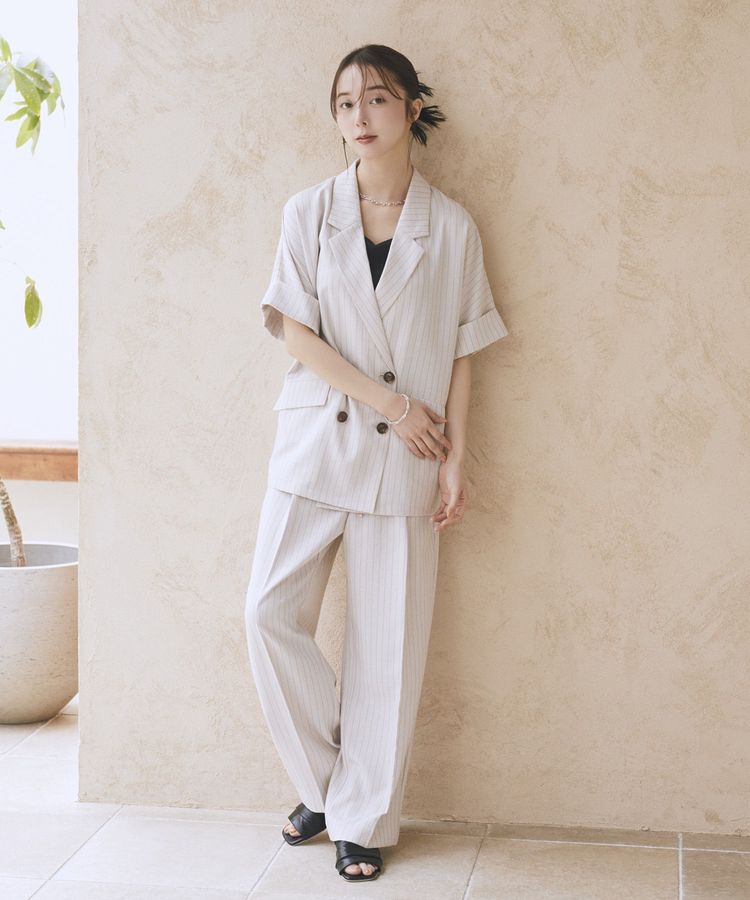 earth music&ecology「【セットアップ対応】リネンライクダブルジャケット」|テーラードジャケット|