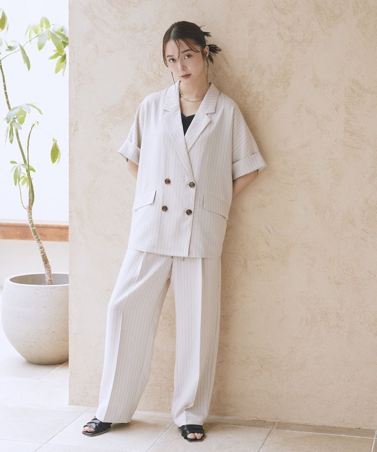 earth music&ecology「【セットアップ対応】リネンライクダブルジャケット」|テーラードジャケット|