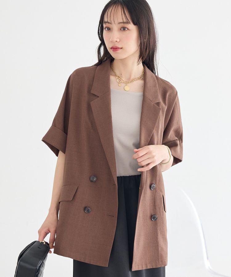 earth music&ecology「【セットアップ対応】リネンライクダブルジャケット」|テーラードジャケット|