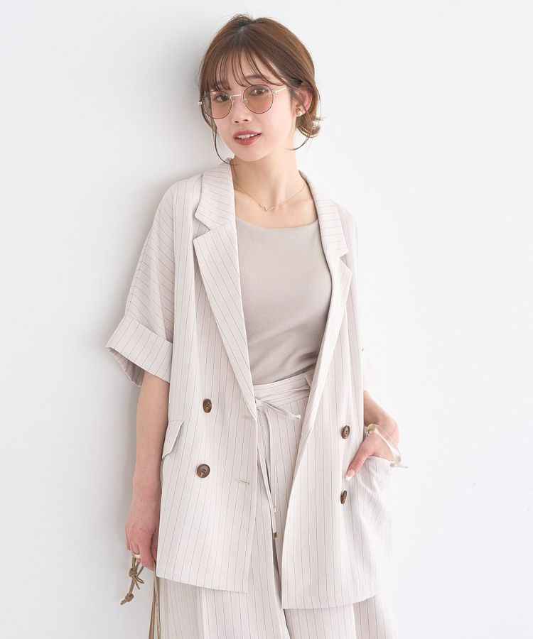 earth music&ecology「【セットアップ対応】リネンライクダブルジャケット」|テーラードジャケット|