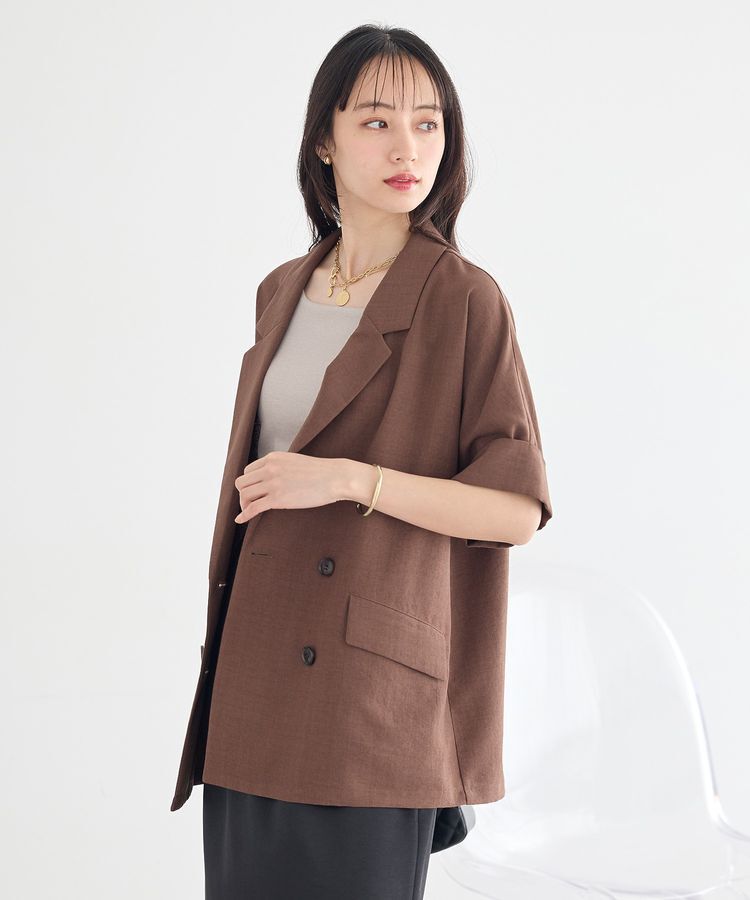 earth music&ecology「【セットアップ対応】リネンライクダブルジャケット」|テーラードジャケット|