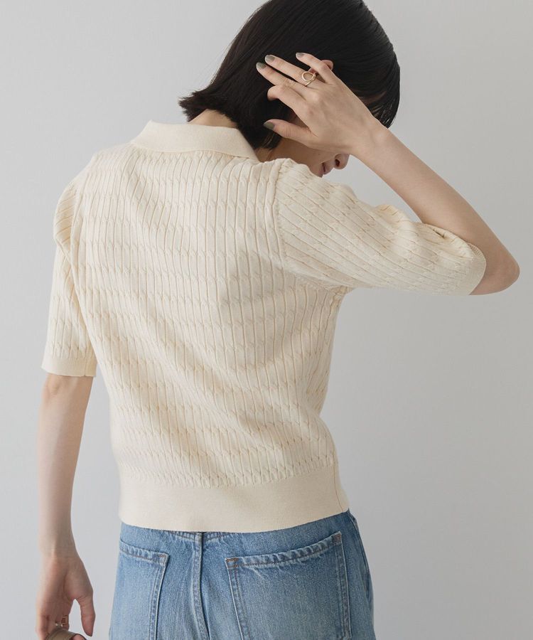 AMERICAN HOLIC「【2WAY】金ボタン衿付きケーブルプルオーバー」|ニット・セーター|