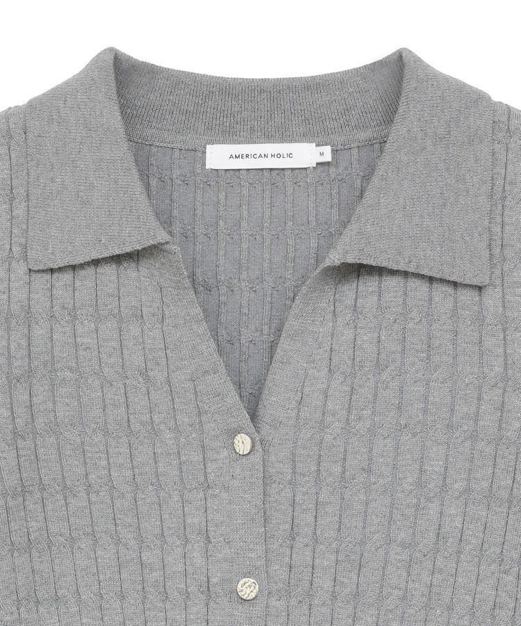 AMERICAN HOLIC「【2WAY】金ボタン衿付きケーブルプルオーバー」|ニット・セーター|