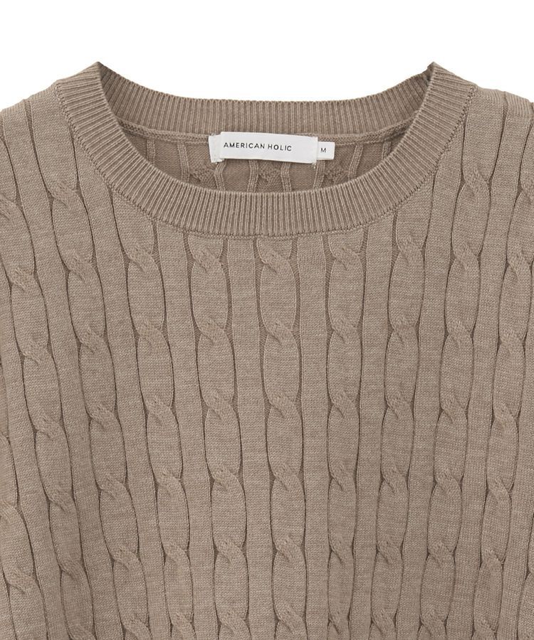 AMERICAN HOLIC「ケーブル5分袖ニットプルオーバー」|ニット・セーター|