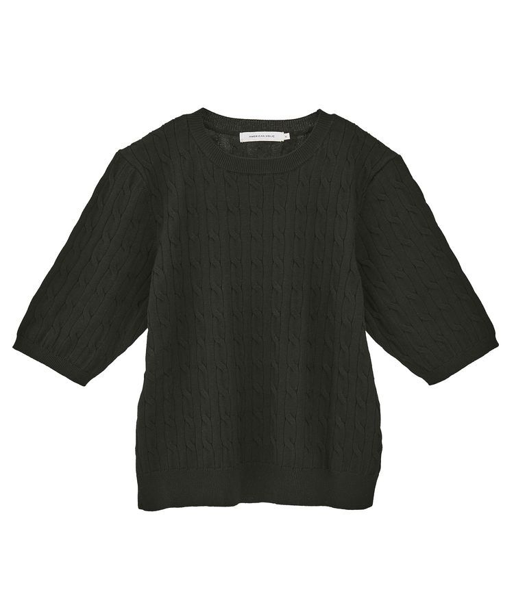AMERICAN HOLIC「ケーブル5分袖ニットプルオーバー」|ニット・セーター|