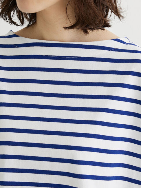  「ボーダーボートネック7分袖プルオーバー」|Tシャツ・カットソー|