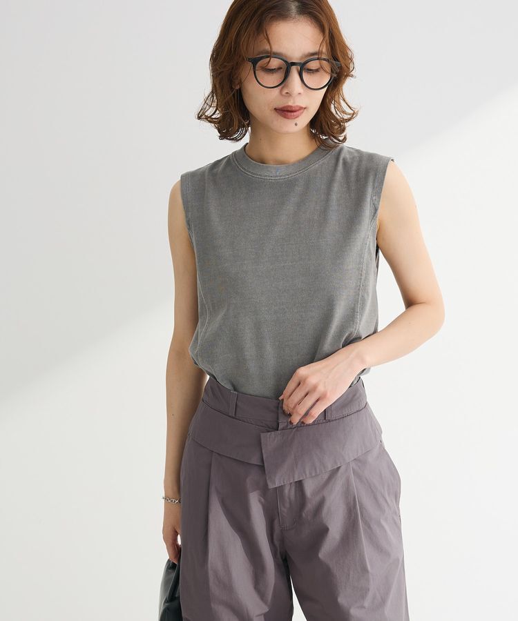 Green Parks「・DOUBLE FLAGS ピグメント切替ノースリTEE」|Tシャツ・カットソー|Light Gray