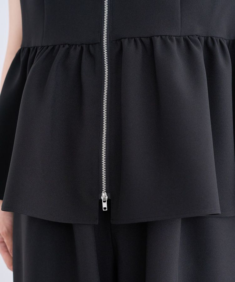 Green Parks「麻調ペプラムzipベスト」|ベスト・ジレ|