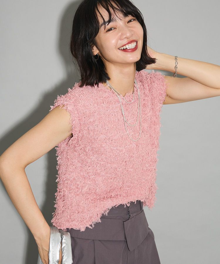 Green Parks「・swing by チュールヤーンプルオーバー」|ベスト・ジレ|Pink
