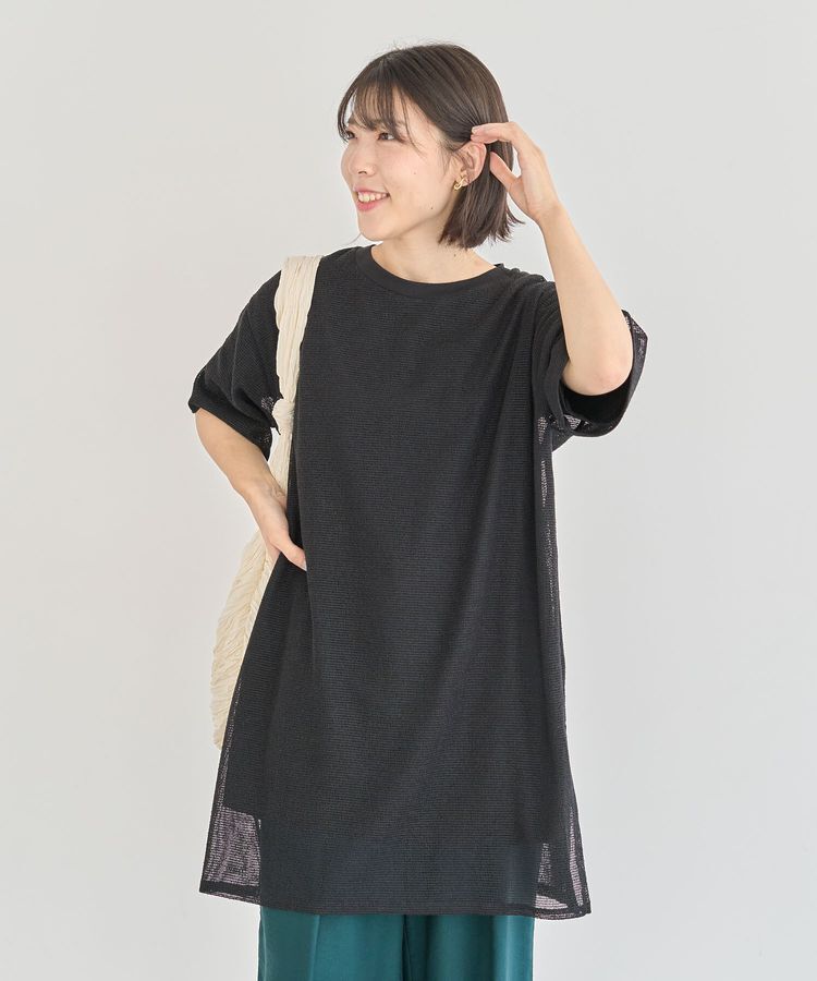 Green Parks「半袖メッシュドッキングチュニック」|チュニック|