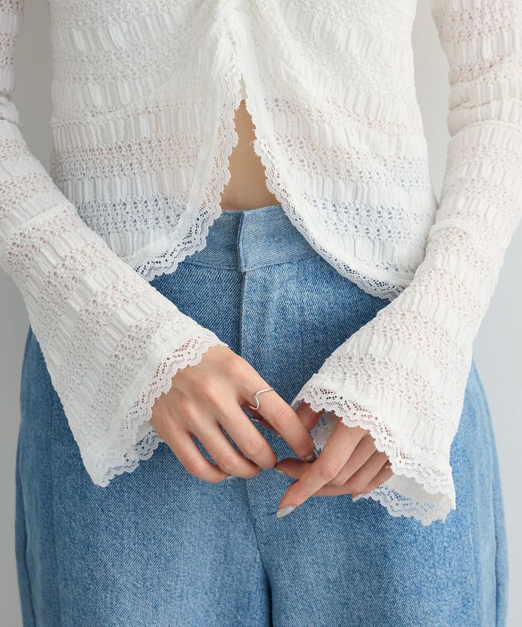 AnriettMusee「シャーリングオフショルプルオーバー」|Tシャツ・カットソー|