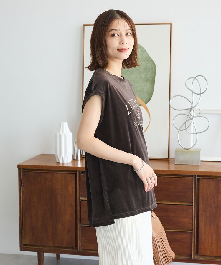 Green Parks「ベロアロゴフレンチスリーブチュニック」|チュニック|