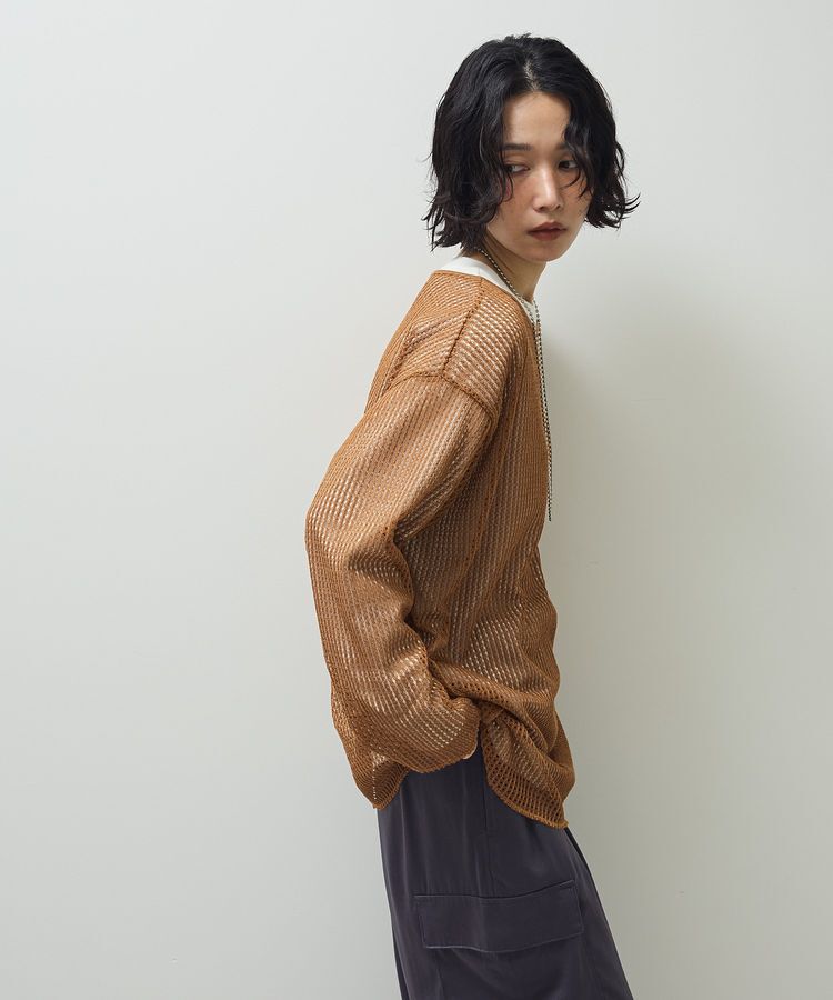 Green Parks「メッシュ長袖ゆるカットプルオーバー」|Tシャツ・カットソー|Mustard