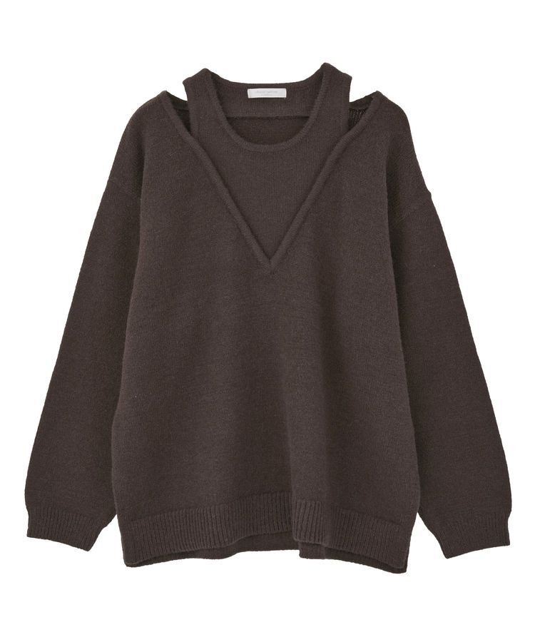 Green Parks「フェイクレイヤードVネックニットプルオーバー」|ニット・セーター|