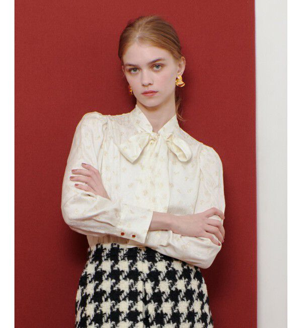 LOULOU WILLOUGHBY「【LOULOU WILLOUGHBY】KEYジャガードボウタイブラウス」|シャツ・ブラウス|