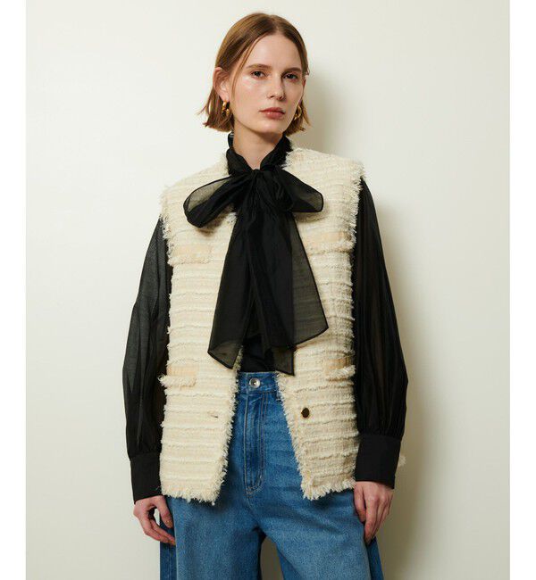 allureville「ジオリカツィードフリンジジレ」|ベスト・ジレ|