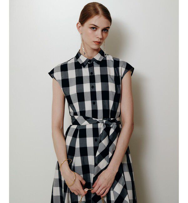 LOULOU WILLOUGHBY「【LOULOU WILLOUGHBY】スラブギンガムシャツワンピース」|ワンピース|ブラック