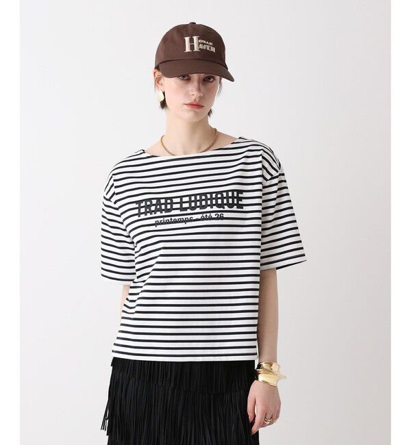 allureville「ボーダーロゴＴ」|Tシャツ・カットソー|ネイビー