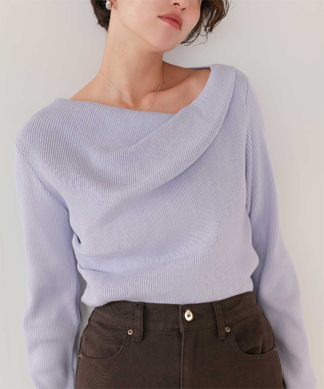 titivate「オフショルダーリブニットトップス」|ニット・セーター|ラベンダー