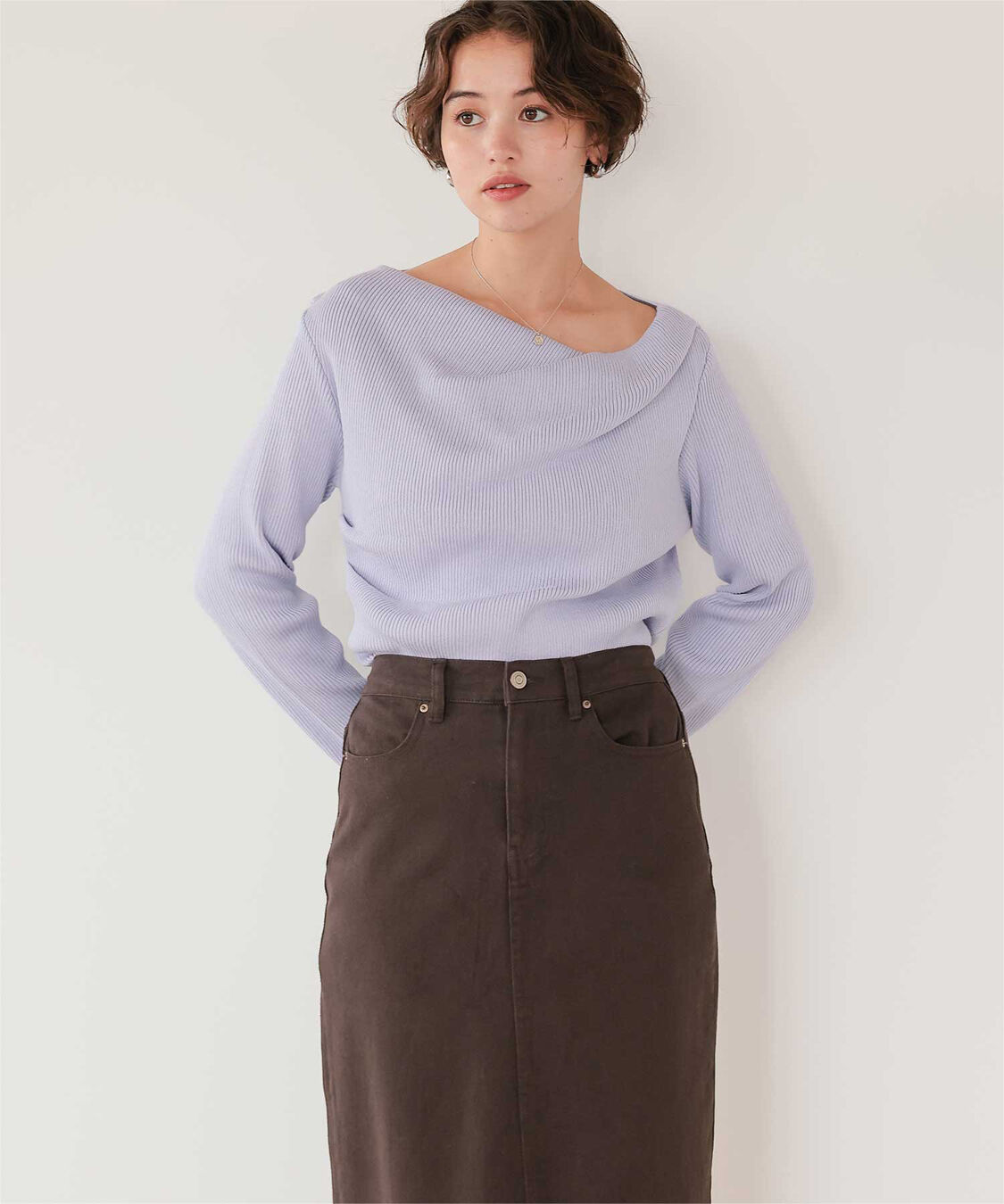 titivate「オフショルダーリブニットトップス」|ニット・セーター|