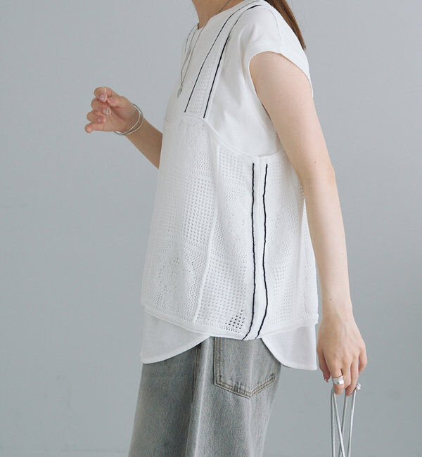  「配色透かし編みビスチェ」|ニット・セーター|