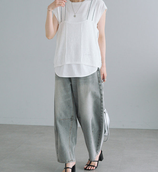  「配色透かし編みビスチェ」|ニット・セーター|