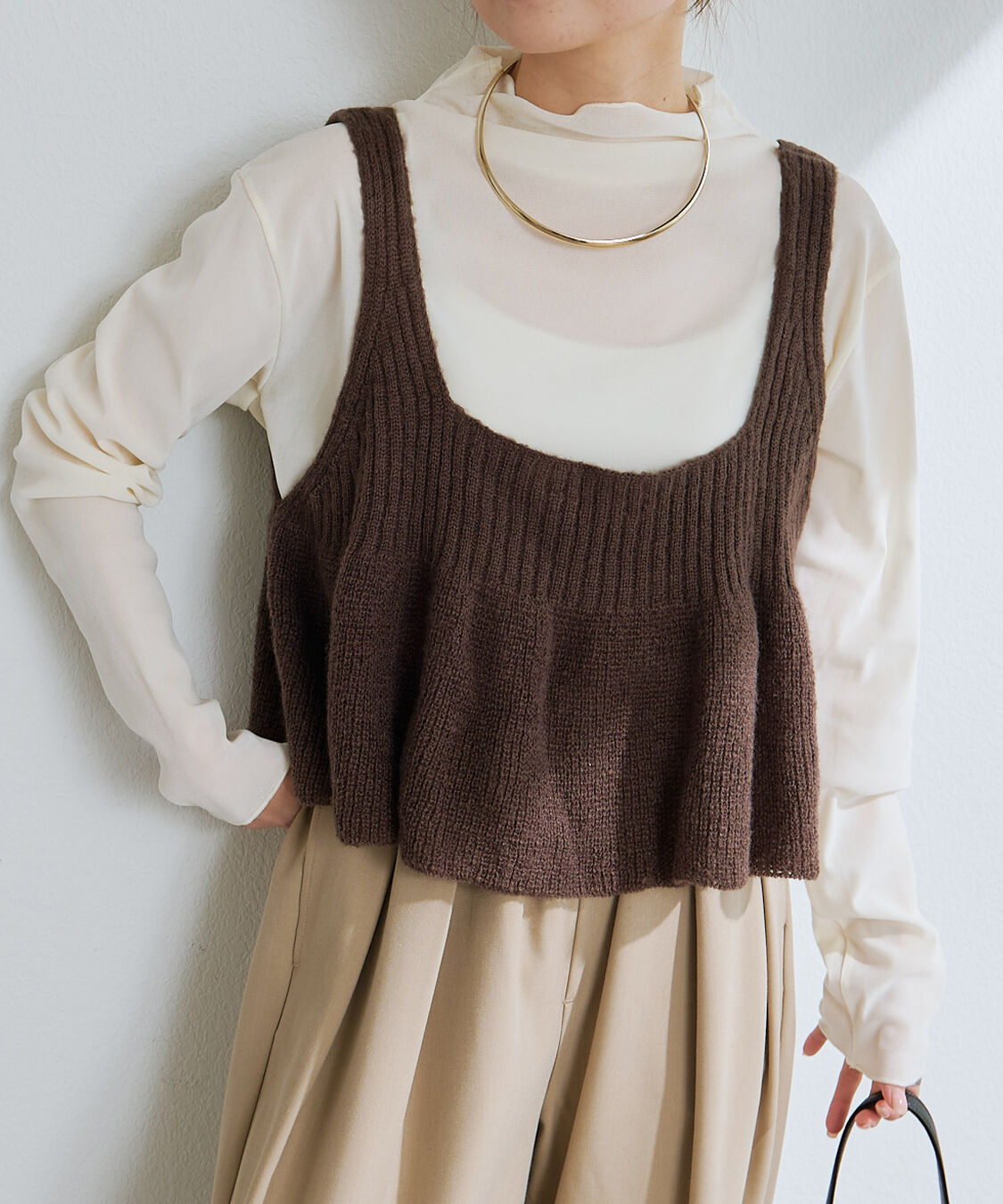  「【25AW新色展開/リバイバル】ニットフレアビスチェ」|ニット・セーター|ダークブラウン