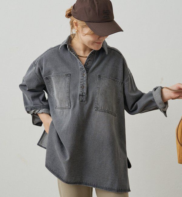  「【＠noricorico102企画】ヴィンテージライクデニムチュニックシャツ」|シャツ・ブラウス|