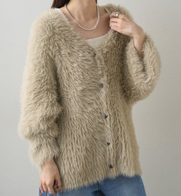  「シャギーニットVネックカーディガン」|カーディガン|