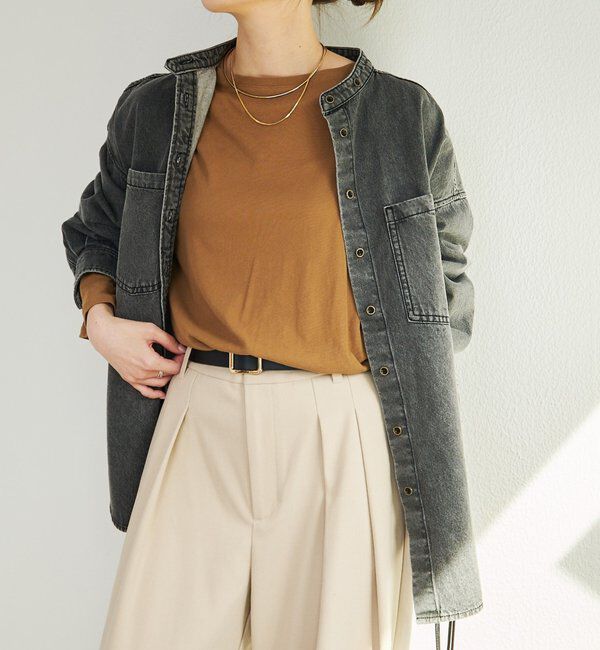  「デニムバンドカラーシャツ」|シャツ・ブラウス|