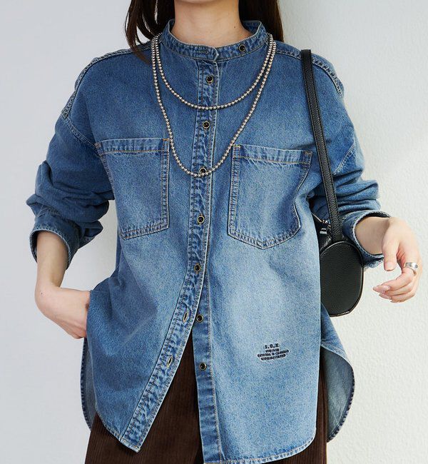  「デニムバンドカラーシャツ」|シャツ・ブラウス|
