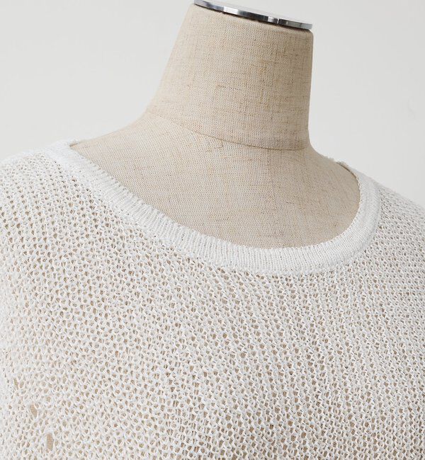  「アイレットデザインテープヤーンハーフスリーブニット」|ニット・セーター|