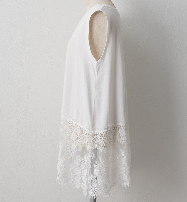  「レースヘムノースリーブカットソー」|キャミソール|