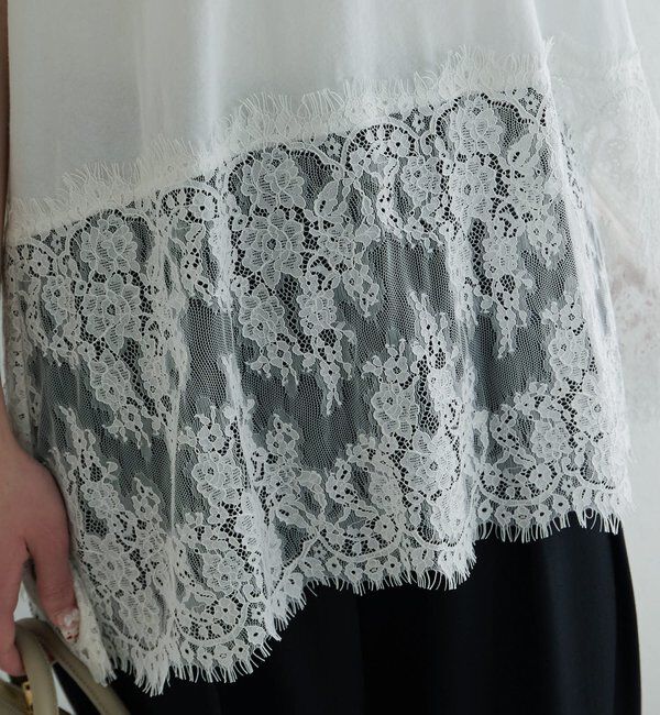  「レースヘムノースリーブカットソー」|キャミソール|