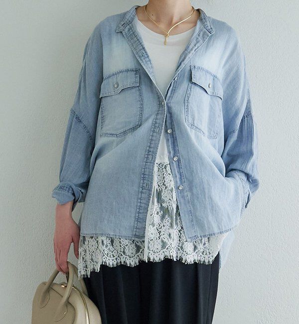  「レースヘムノースリーブカットソー」|キャミソール|